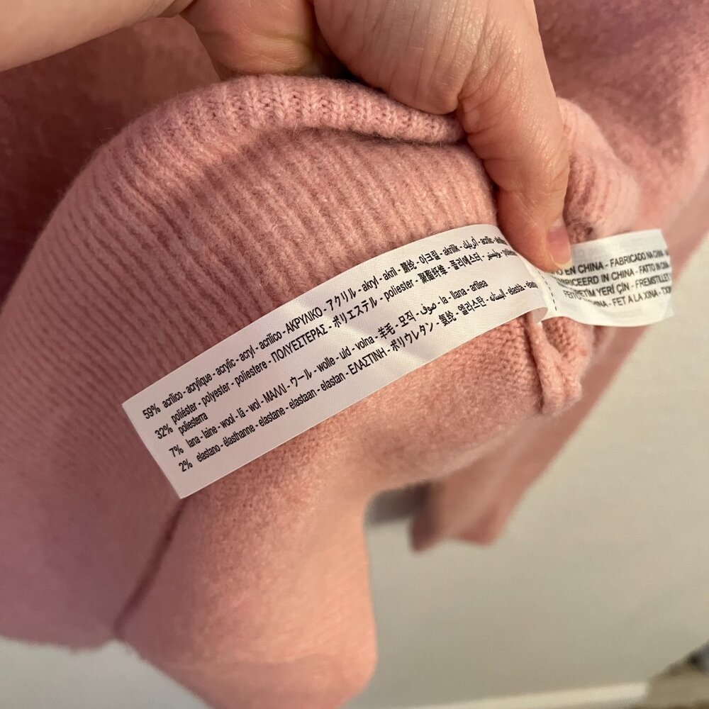 Zara Baby Pink Overized Chunky Crewneck Sweater S Wool Blend - Picture 4 of 7